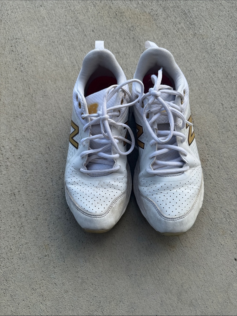 New Balance White Sneakers with Gold N Logo